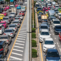 Buy canvas prints of Bangkok rush hour traffic by Kevin Hellon