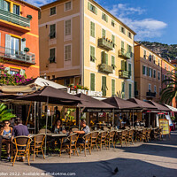 Buy canvas prints of Cafe in Villefranche sur Mer, France by Kevin Hellon