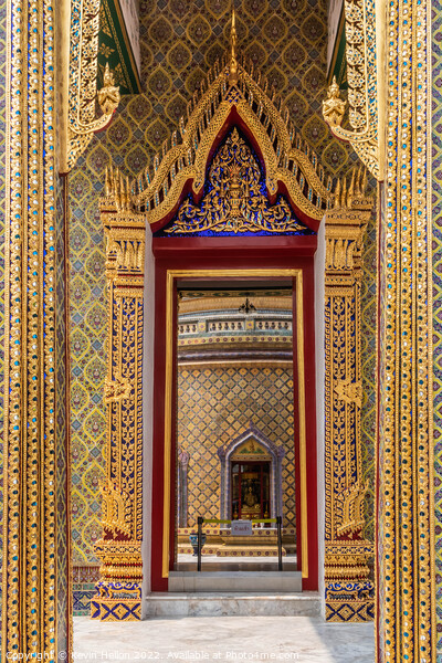 Detail of doorways in Wat Ratchabophit Sathitmahasimaram Ratchaw Picture Board by Kevin Hellon