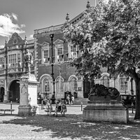 Buy canvas prints of Statue of Charles Crompton with the old County Hall in the backg by Kevin Hellon