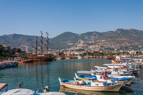 Boats in Alanya Harbour, Picture Board by Kevin Hellon