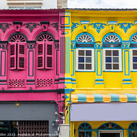 Buy canvas prints of Colourful shophouses on Phang Nga Road by Kevin Hellon