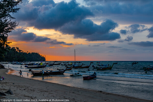 Sunset at Bang Tao Beach, Picture Board by Kevin Hellon
