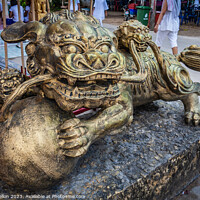 Buy canvas prints of Temple lion, Bangkok, Thailand by Kevin Hellon
