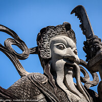 Buy canvas prints of Guardian statue, Wat Pho, by Kevin Hellon