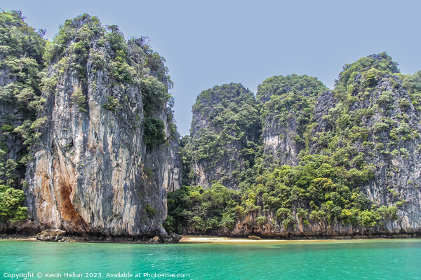 Small beach and green waters in Phang Nga Bay, Picture Board by Kevin Hellon