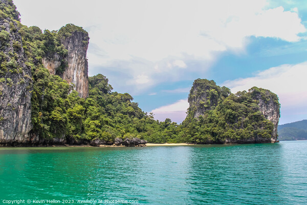 Small beach and green waters in Phang Nga Bay, Picture Board by Kevin Hellon