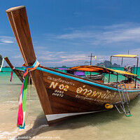 Buy canvas prints of Long tail boat on Ao Nang Beach, by Kevin Hellon