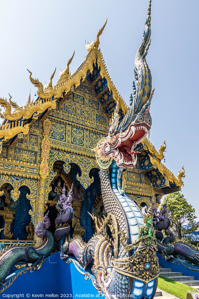 Naga, Blue Temple, Wat Rong Suea Ten,  Picture Board by Kevin Hellon