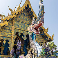 Buy canvas prints of Naga, Blue Temple, Wat Rong Suea Ten,  by Kevin Hellon