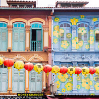 Buy canvas prints of Colourful Chinese shophouses and lanterns in Pagoda street, Chin by Kevin Hellon