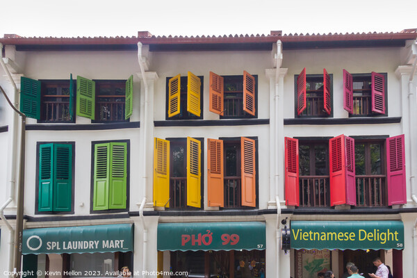 Colourful Chinese shophouses in Telok Ayer street, Singapore Picture Board by Kevin Hellon