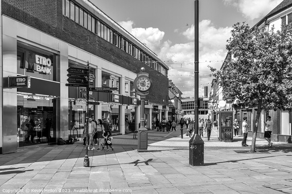 View down White Hart Street with the Millenium clock, High Wycom Picture Board by Kevin Hellon