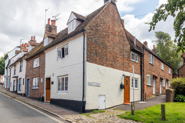 Houses in Bailey's Court and Castle Street, Old Aylesbury, Picture Board by Kevin Hellon