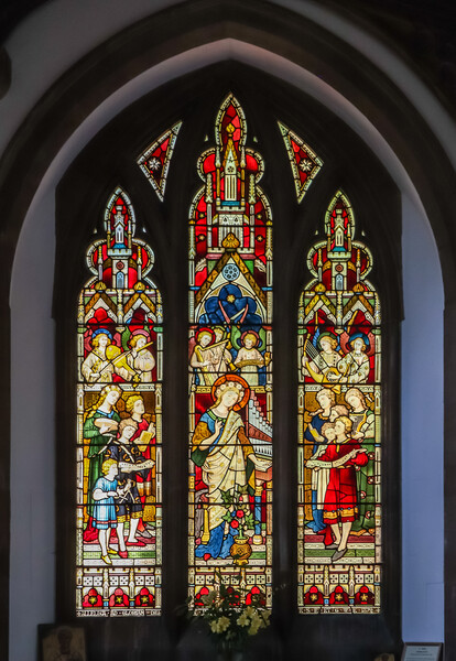 Stained glass window in St Dunstan's Church in Monks Risborough Picture Board by Kevin Hellon
