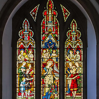 Buy canvas prints of Stained glass window in St Dunstan's Church in Monks Risborough by Kevin Hellon
