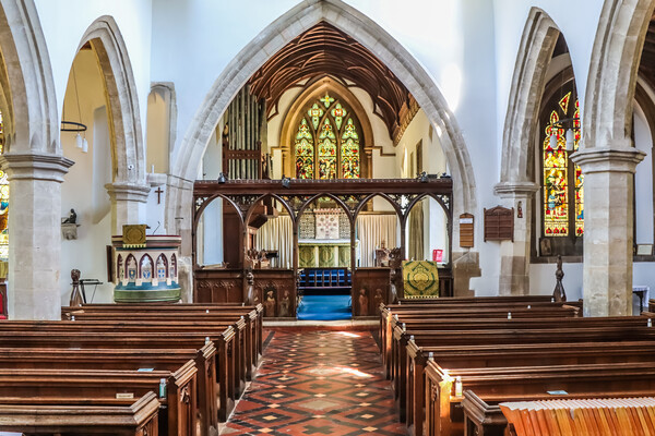 Interior of St Dunstan's Church in Monks Risborough Picture Board by Kevin Hellon
