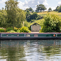 Buy canvas prints of Narrowboat on the River Thames at Hambleden by Kevin Hellon