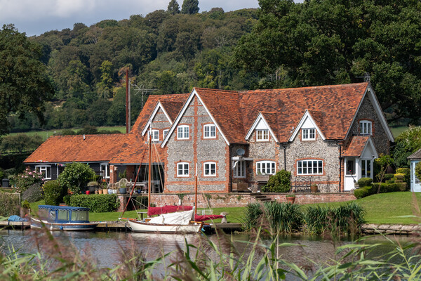 Houses on the River Thames, Hambleden Picture Board by Kevin Hellon