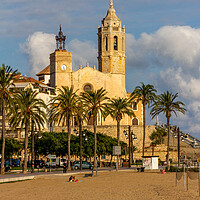 Buy canvas prints of Church of Sant Bartomeu & Santa Tecla, Sitges, Spain by Kevin Hellon