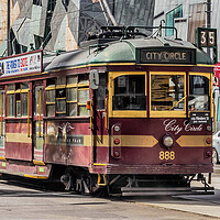 Buy canvas prints of City Circle tram passing through Federation Square, by Kevin Hellon