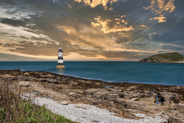 Trwyn Du Lighthouse  and Puffin Island, Picture Board by Kevin Hellon
