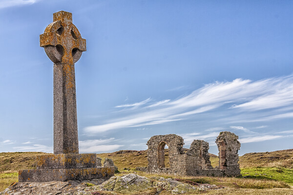 Celtic Cross Ruins Landscape Picture Board by Kevin Hellon