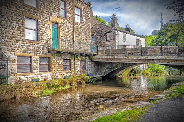 Uppermill Bridge River Picture Board by Kevin Hellon