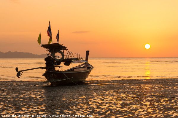 Long tail boat on Pak Meng beach, Trang province,  Picture Board by Kevin Hellon