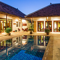 Buy canvas prints of Luxury tropical Balinese style villa by Kevin Hellon