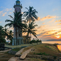 Buy canvas prints of Sunrise Galle Fort lighthouse, Sri Lanka by Kevin Hellon