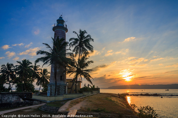 Sunrise Galle Fort lighthouse, Sri Lanka Picture Board by Kevin Hellon