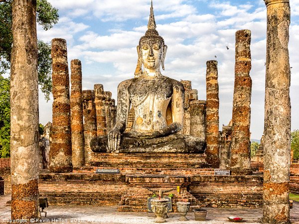 Buddha statue, Wat Mahathat Picture Board by Kevin Hellon
