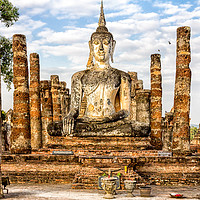 Buy canvas prints of Buddha statue, Wat Mahathat by Kevin Hellon