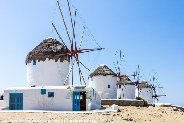 Iconic windmills, Mykonos, Greece Picture Board by Kevin Hellon