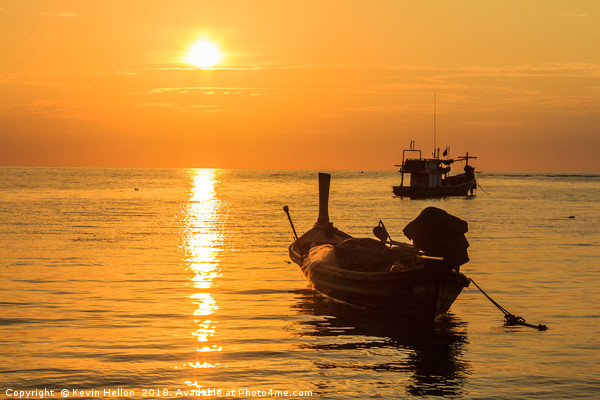 Sunset, Bang Tao beach, Phuket, Thailand Picture Board by Kevin Hellon