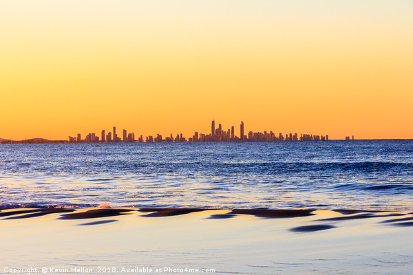 Sunset over Surfers Paradise Picture Board by Kevin Hellon