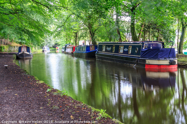 Narrowboats in canal basin Picture Board by Kevin Hellon