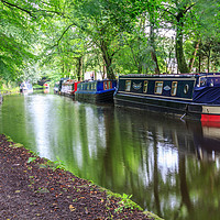 Buy canvas prints of Narrowboats in canal basin by Kevin Hellon