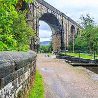Buy canvas prints of Lock, towpath, viaduct by Kevin Hellon