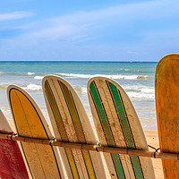 Buy canvas prints of Surfboards for hire by Kevin Hellon