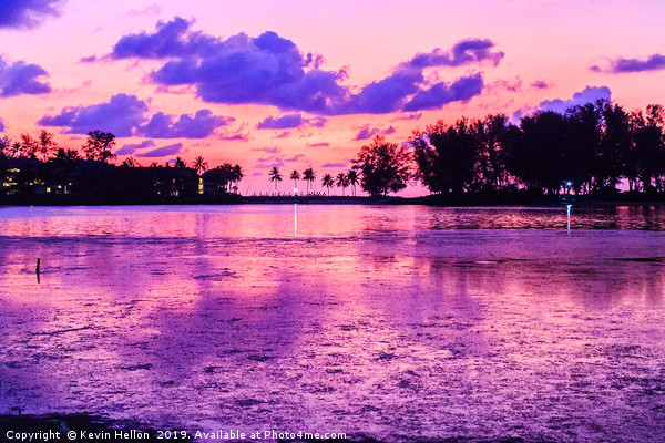 Sunset over a lagoon,  Picture Board by Kevin Hellon