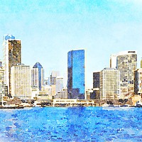 Buy canvas prints of Sydney central business district from the harbour  by Kevin Hellon