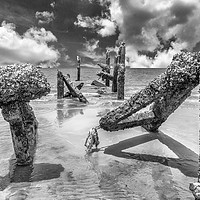 Buy canvas prints of Stumps of an old pier in Hua Hin, by Kevin Hellon