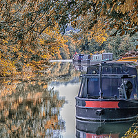 Buy canvas prints of Narrowboats moored on  the Grand Union canal  by Kevin Hellon