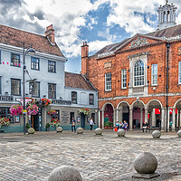 Buy canvas prints of The historic Guildhall and the Falcon pub  by Kevin Hellon