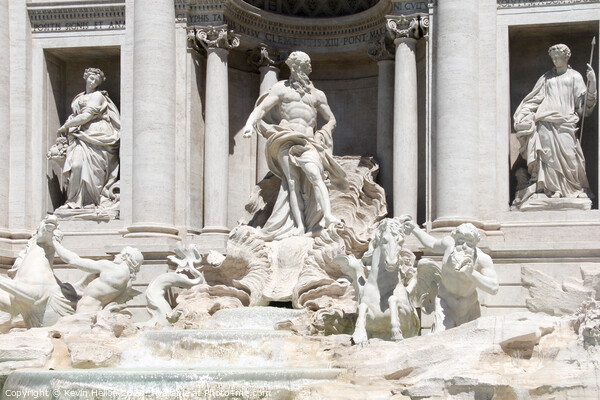 Close up of the sculptures in the Fountain of Trevi, Rome, Lazio, Italy Picture Board by Kevin Hellon