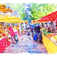 Buy canvas prints of The Cours Lafayette Market, Place Louis Blanc, Toulon, France by Kevin Hellon