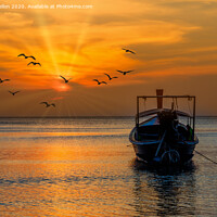 Buy canvas prints of Boat facing the sunset in Pak Meng by Kevin Hellon