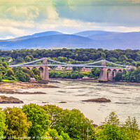 Buy canvas prints of View of the Menai suspension bridge  by Kevin Hellon